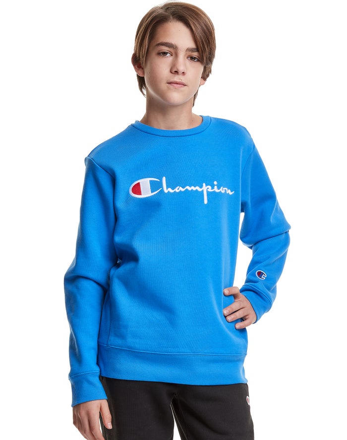 Sudadera Champion Niño - Reverse Weave Fleece Crew Embroidered Logo ( Azules ) 0923578-TO